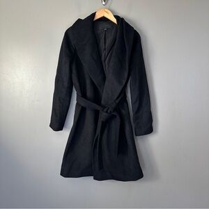 Ann Taylor wool blended black wrapped coat jacket